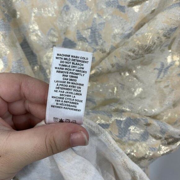 Anthropologie x Sol Angeles Gold‎ Metallic Camo Tee Shirt Spring XS - Picture 6 of 6